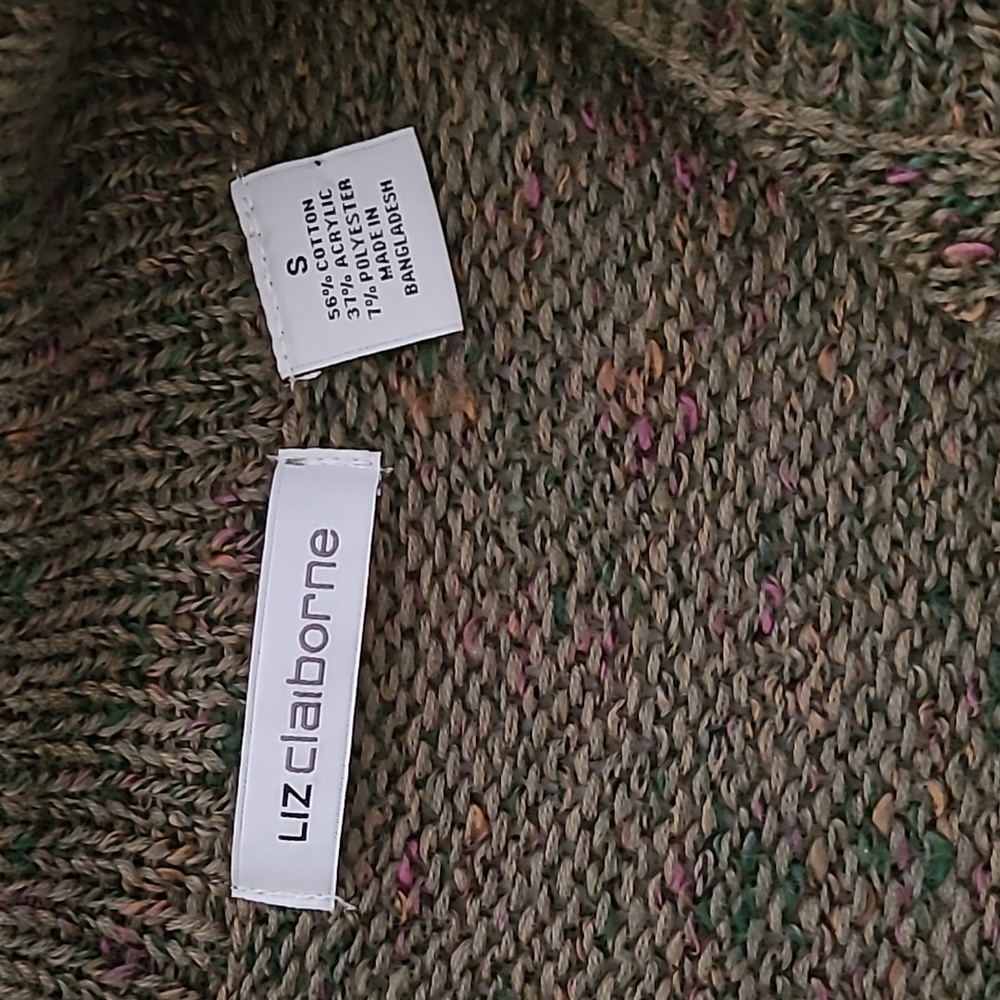 Liz Claiborne Olive Green Speckled Cardigan Tunic - Picture 4 of 16